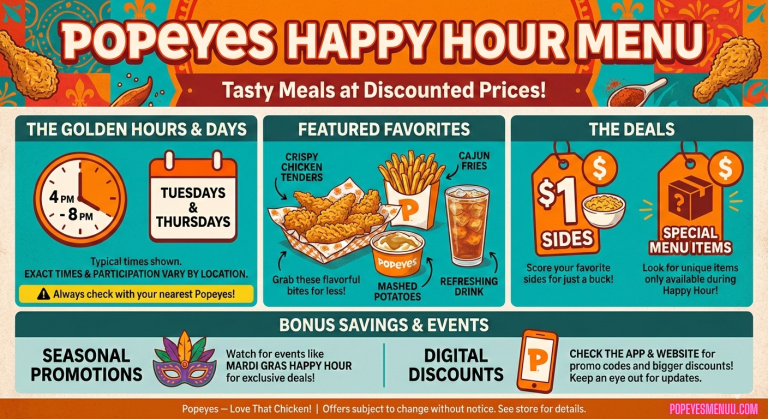 Popeyes happy hour​ menu with time