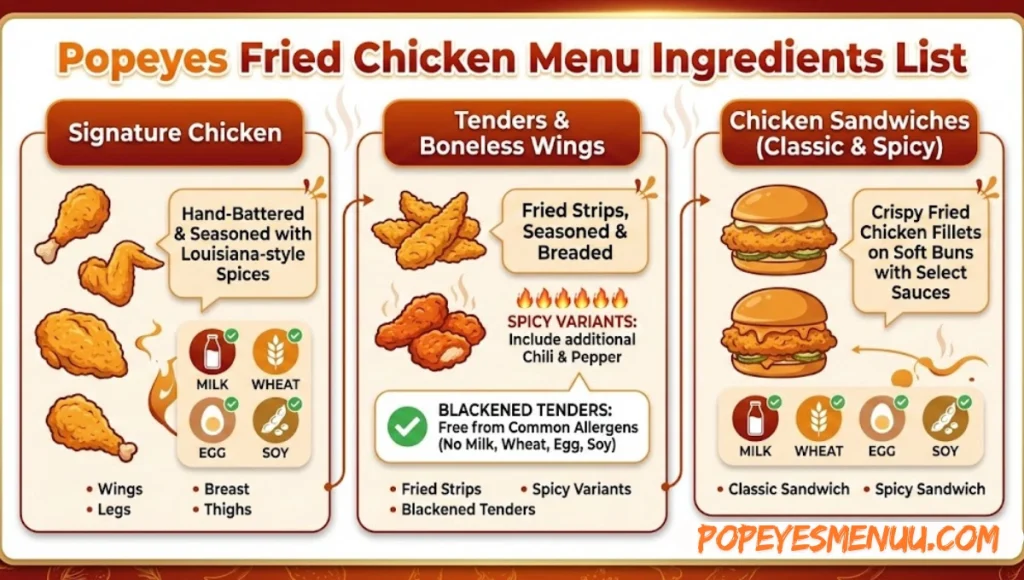 popeyes fried chicken menu​ ingredients